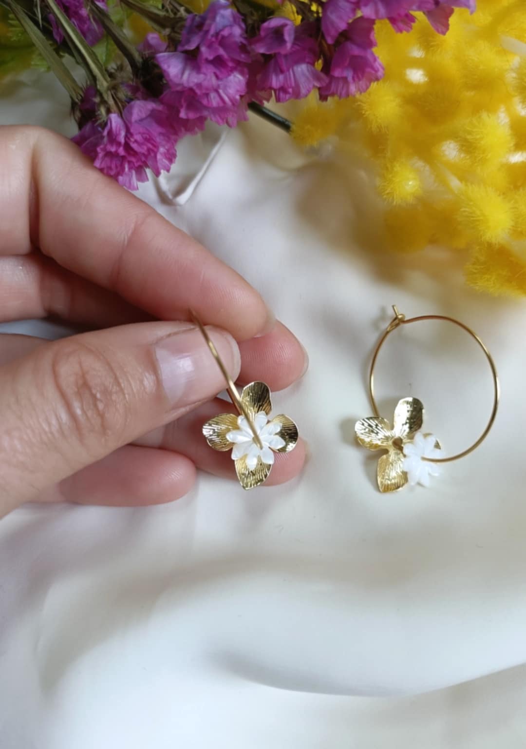 Boucles en acier inoxydable et nacre - Osaka