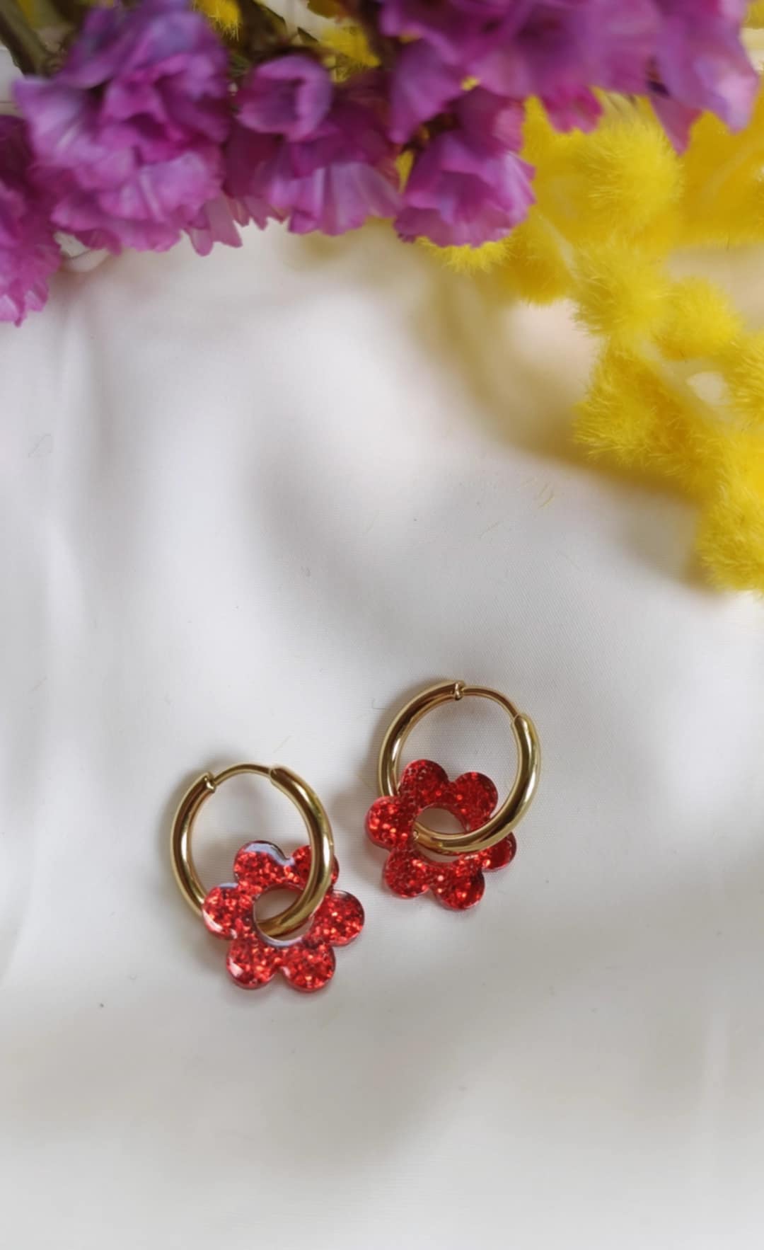 Boucles d'oreilles en acier inoxydable et résine - Janis glitter