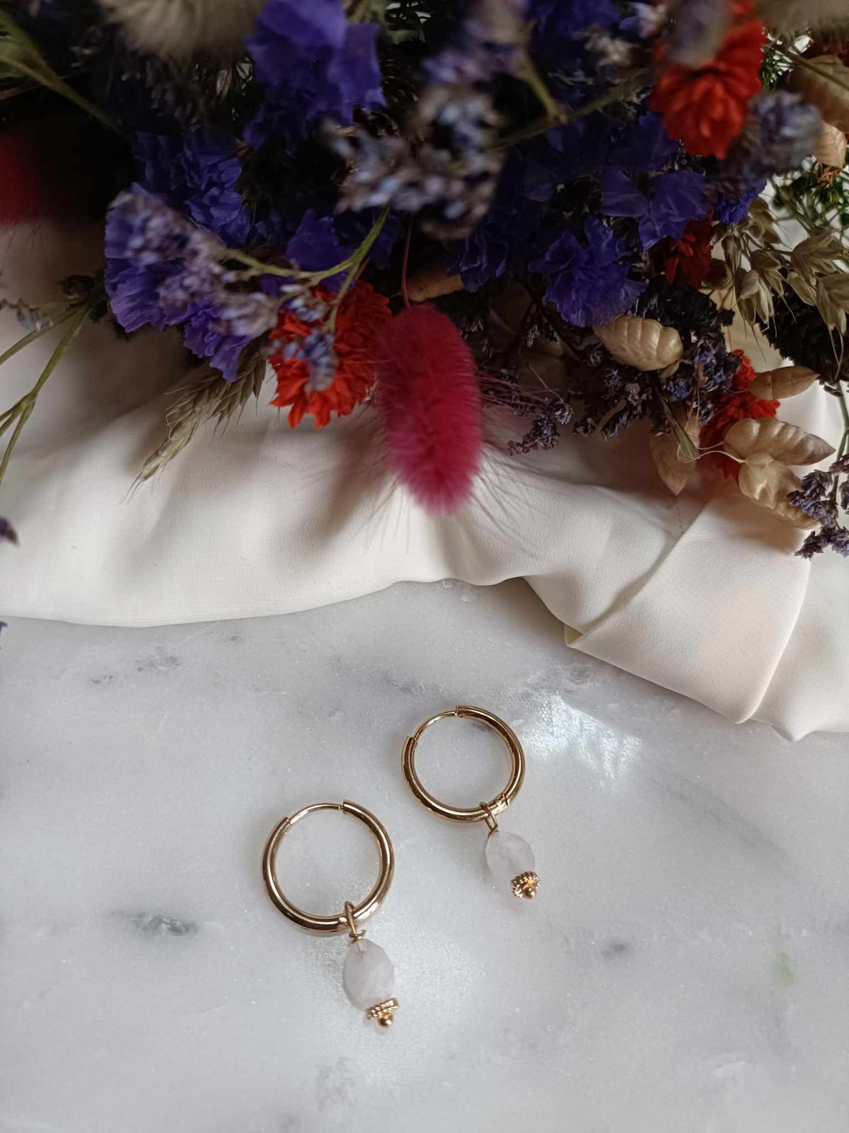 Boucles d'oreilles en acier inoxydable  - Sidonie Moon stone