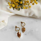 Boucles d'oreilles en acier inoxydable et oeil de tigre - Artie caramel