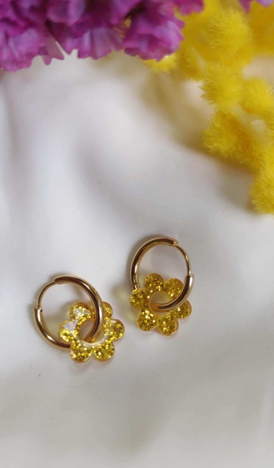 Boucles d'oreilles en acier inoxydable et résine - Janis glitter