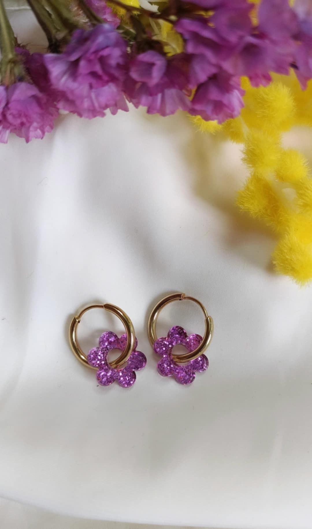 Boucles d'oreilles en acier inoxydable et résine - Janis glitter