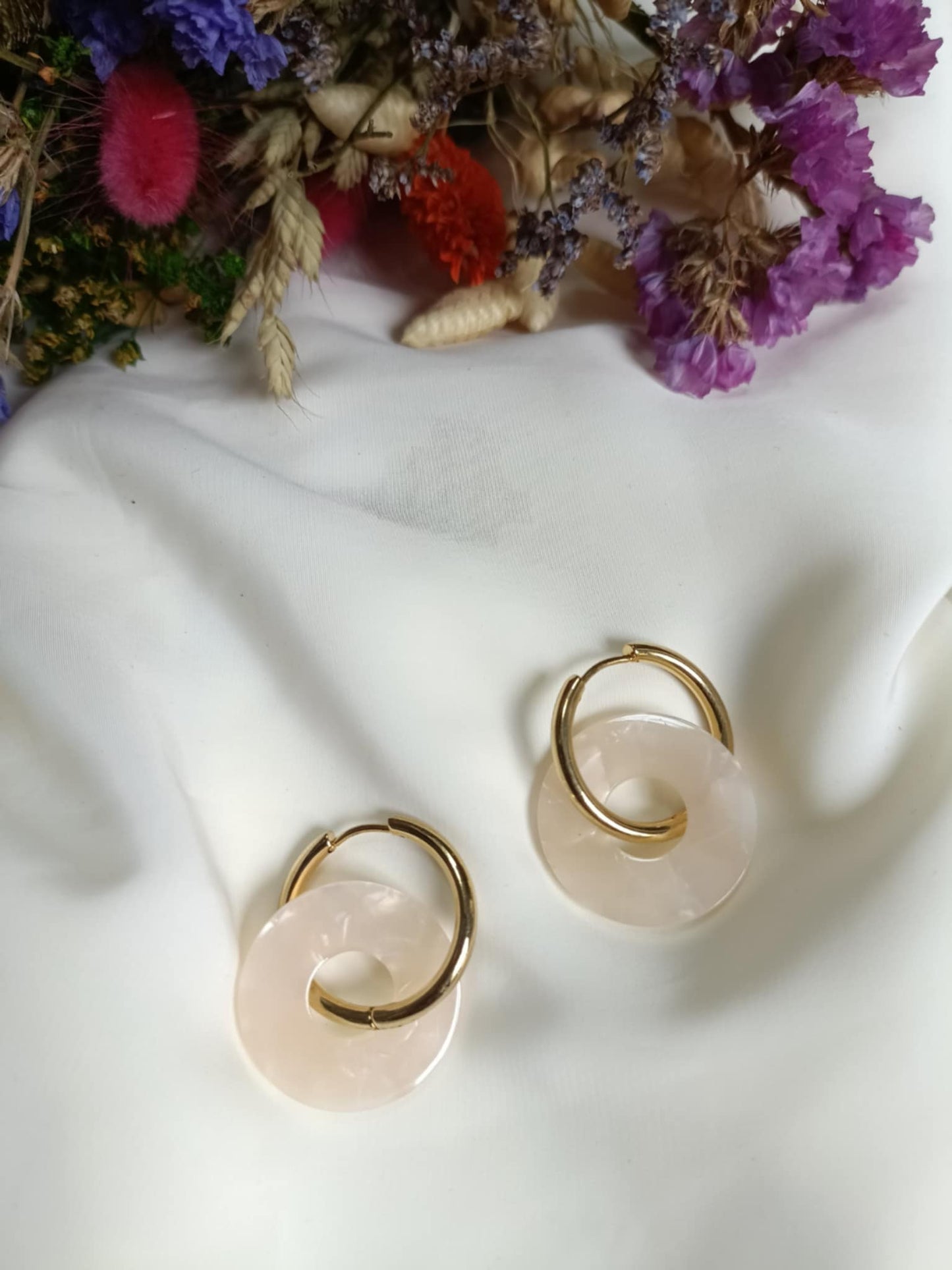 Boucles d'oreilles en acier inoxydable et résine - Ninette