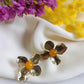 Boucles d'oreilles en laiton doré à l'or fin - Pensée - interchangeables