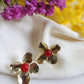 Boucles d'oreilles en laiton doré à l'or fin - Pensée - interchangeables