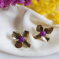 Boucles d'oreilles en laiton doré à l'or fin - Pensée - interchangeables