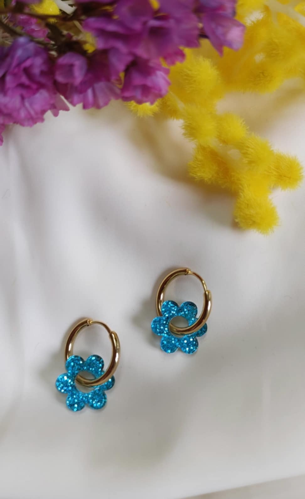 Boucles d'oreilles en acier inoxydable et résine - Janis glitter
