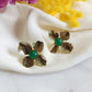 Boucles d'oreilles en laiton doré à l'or fin - Pensée - interchangeables