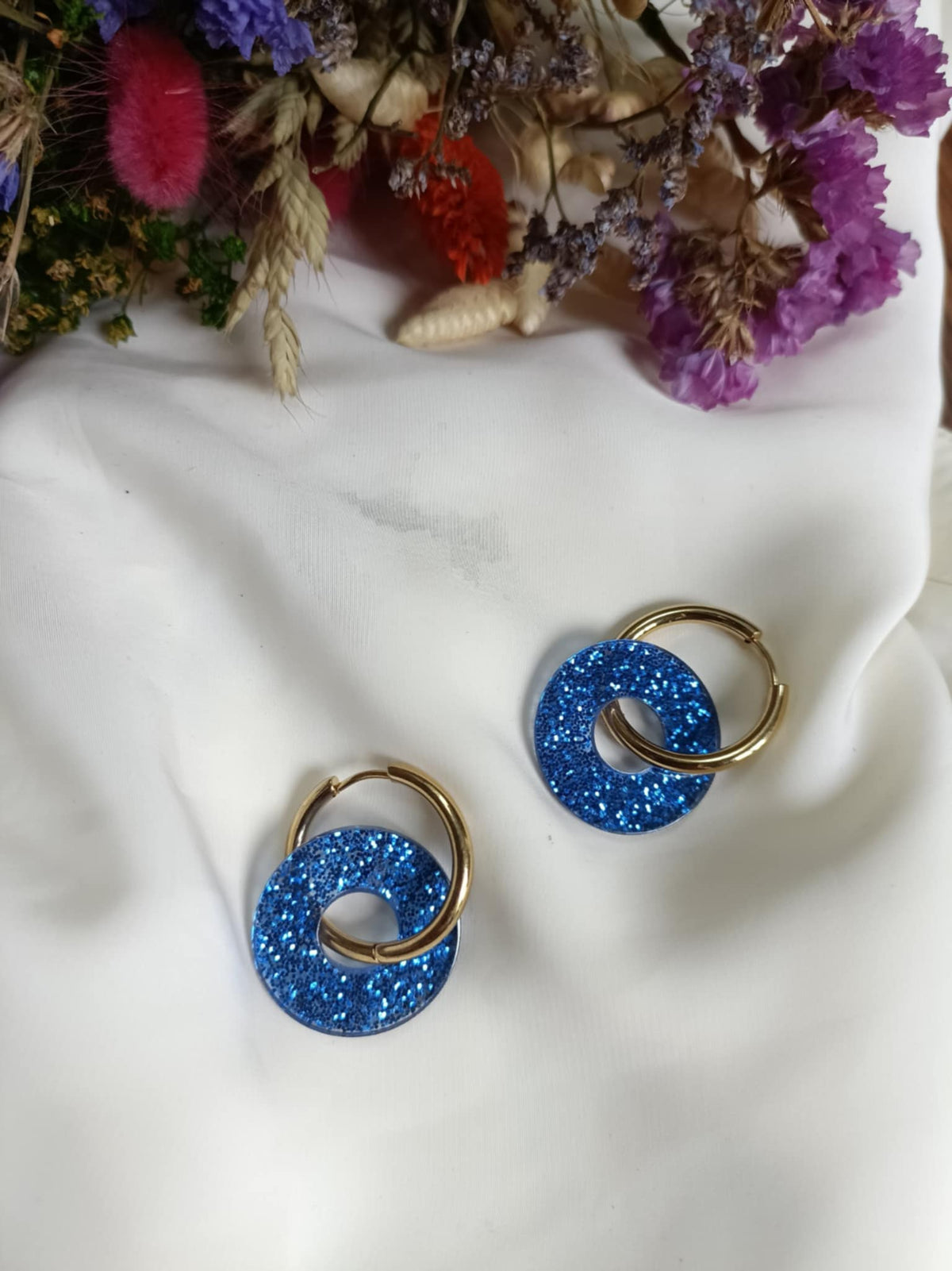 Boucles d'oreilles en acier inoxydable et résine - Ninette