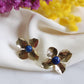 Boucles d'oreilles en laiton doré à l'or fin - Pensée - interchangeables