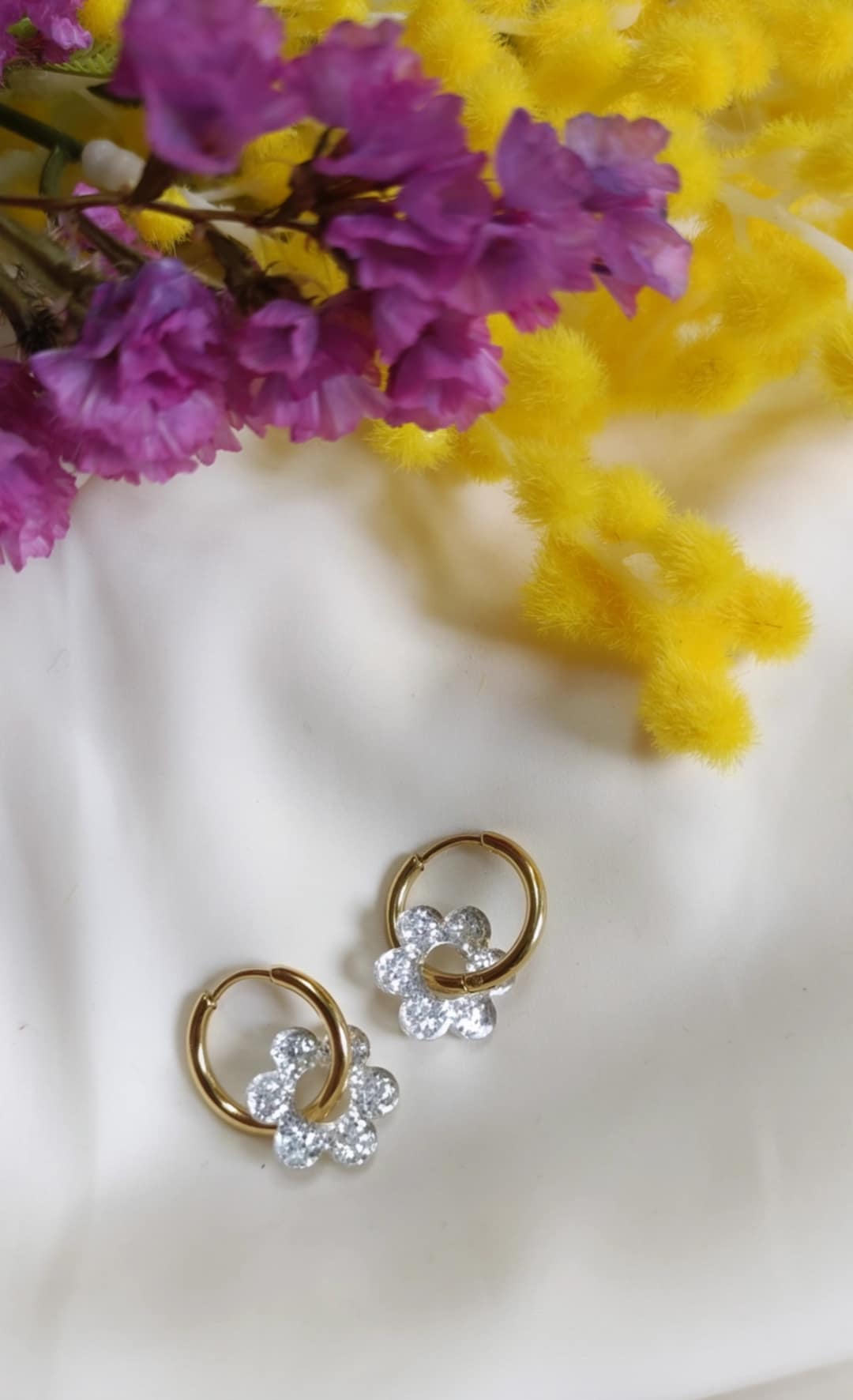 Boucles d'oreilles en acier inoxydable et résine - Janis glitter