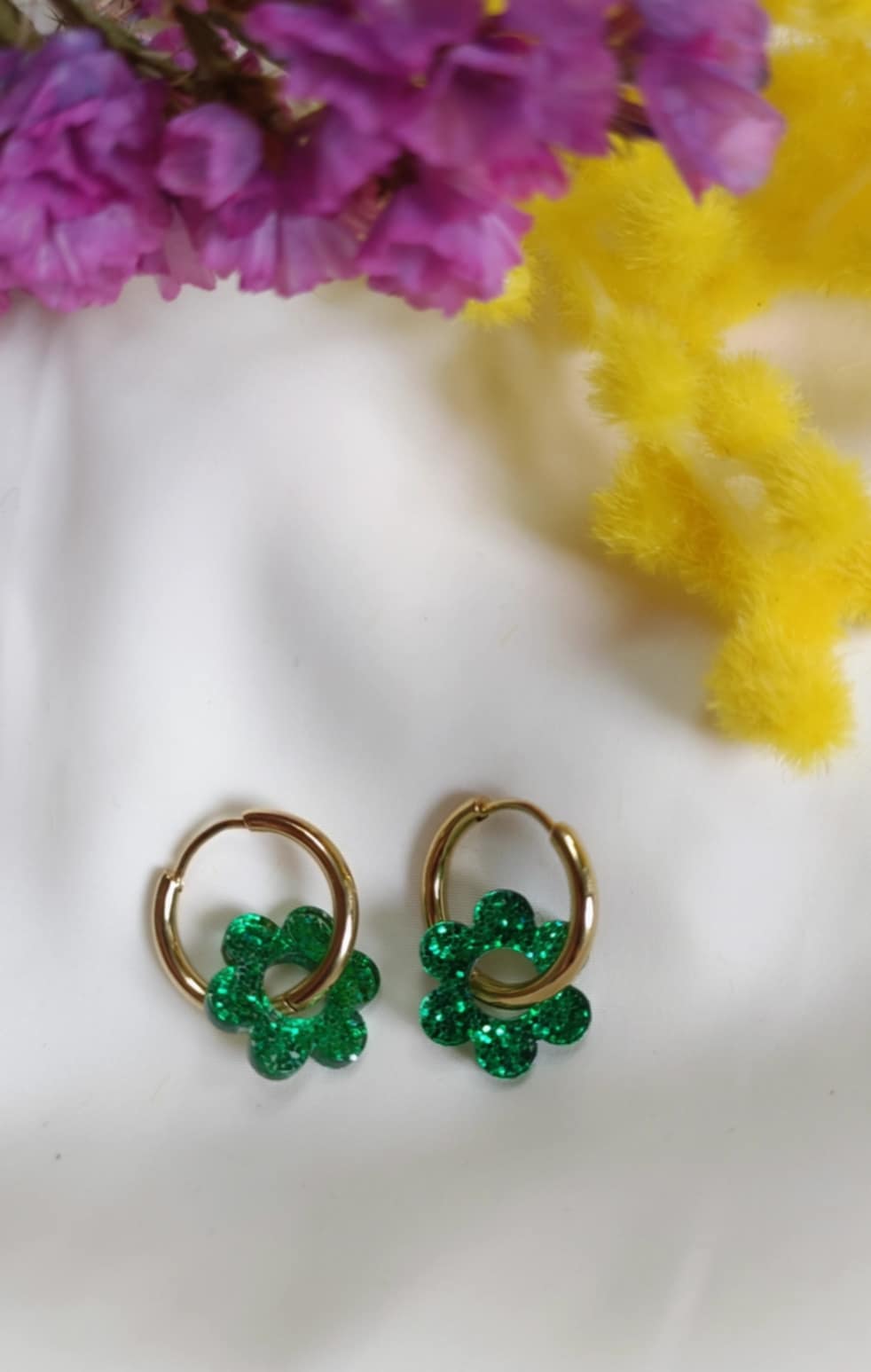 Boucles d'oreilles en acier inoxydable et résine - Janis glitter