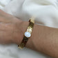 Jonc bracelet en laiton doré à l'or fin 24 carats - Amy nacre