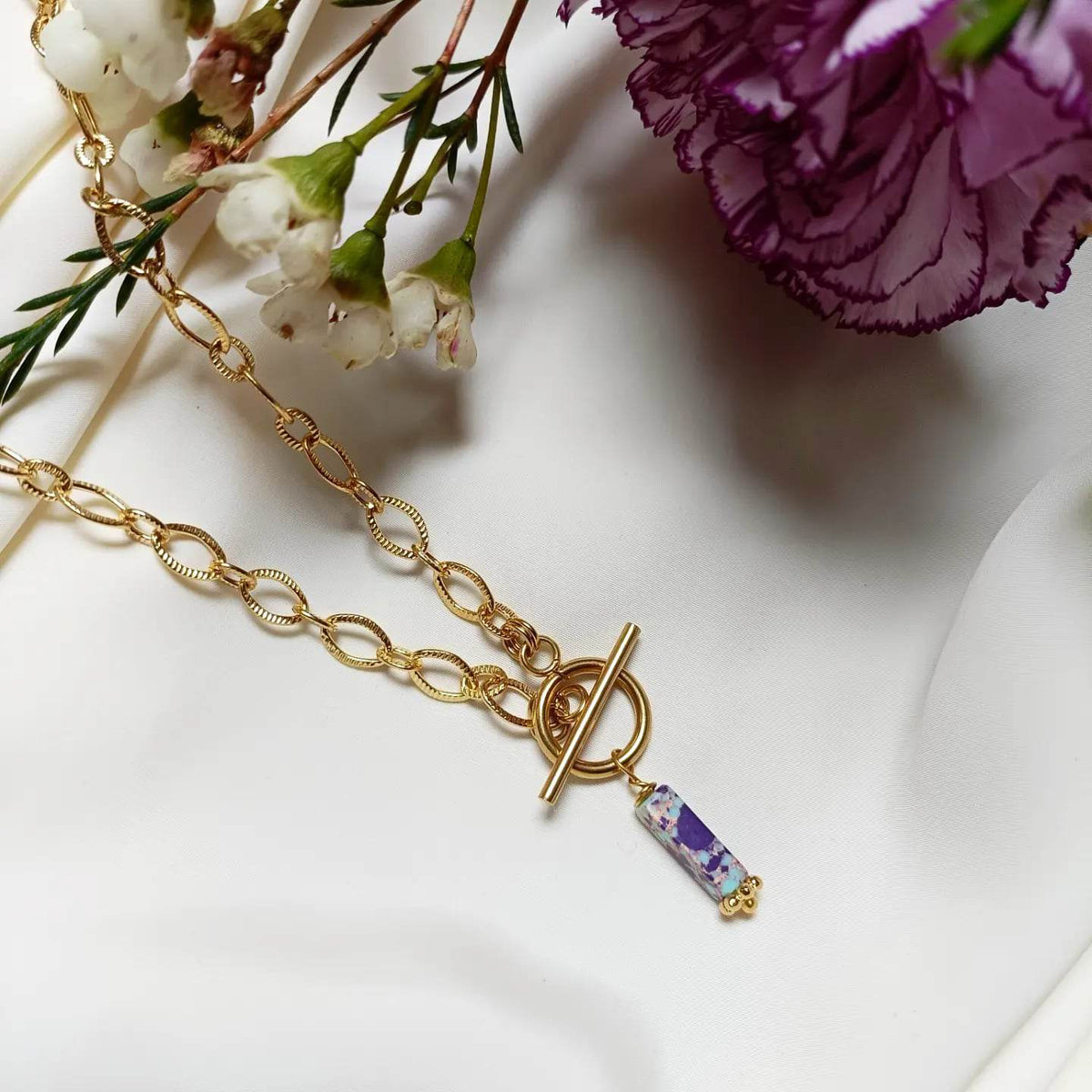 Collier en acier inoxydable - Terrazzo violet
